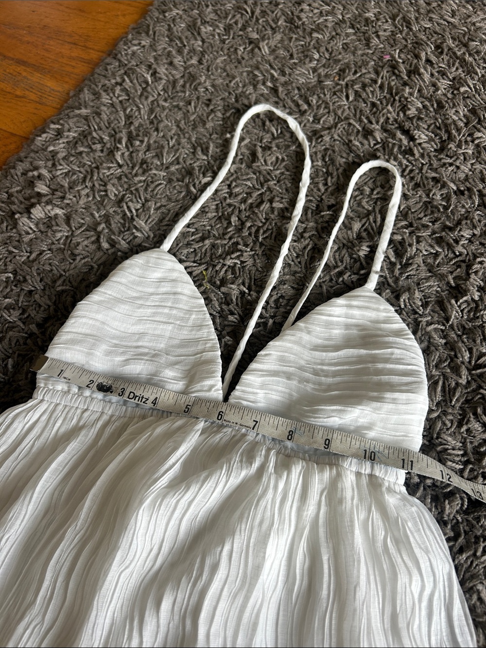 NWOT Princess Polly Matea White Crinkle Spaghetti Strap Mini Dress Size 4 - Picture 9 of 13